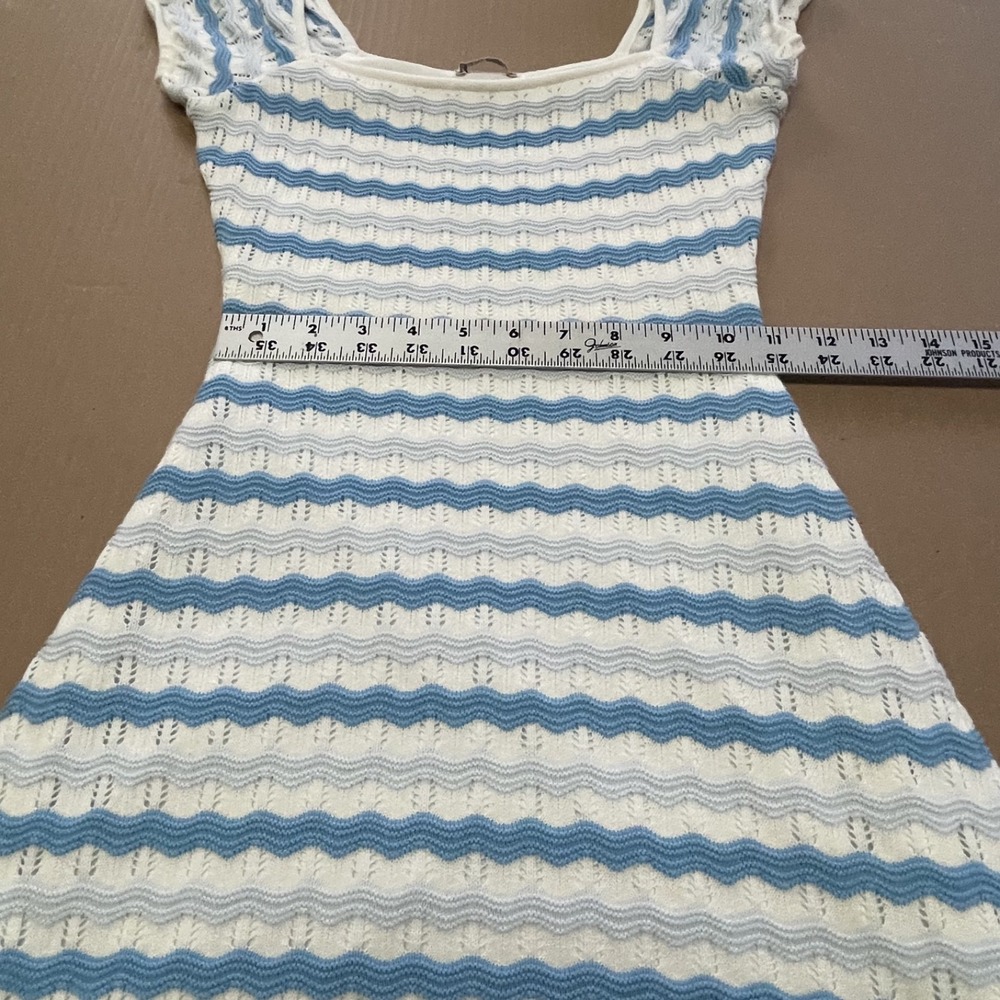 Hollister Women's XS Blue/White Striped Lined Crochet Dress Nautical Preppy Surf - Picture 8 of 11